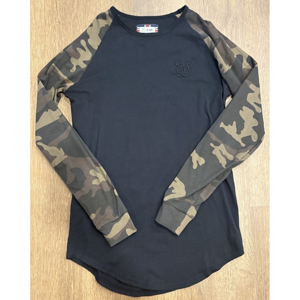 SikSilk Shirt Mens Cano Small Long Sleeve Athletic Logo Training Tee